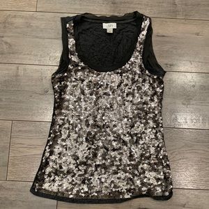 sequin going out top silver women’s small